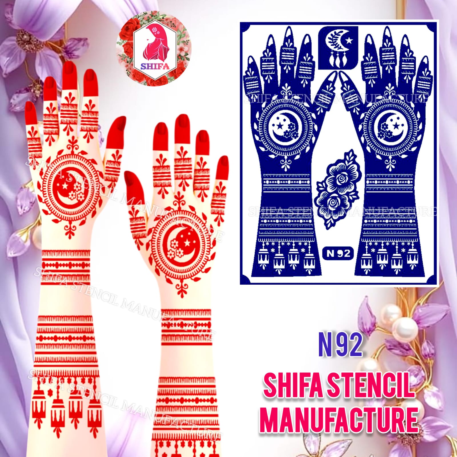 N 92 Royal Mandalas and Dreamcatchers Stencil Sticker Overview Henna Stencil - Shifa Stencil